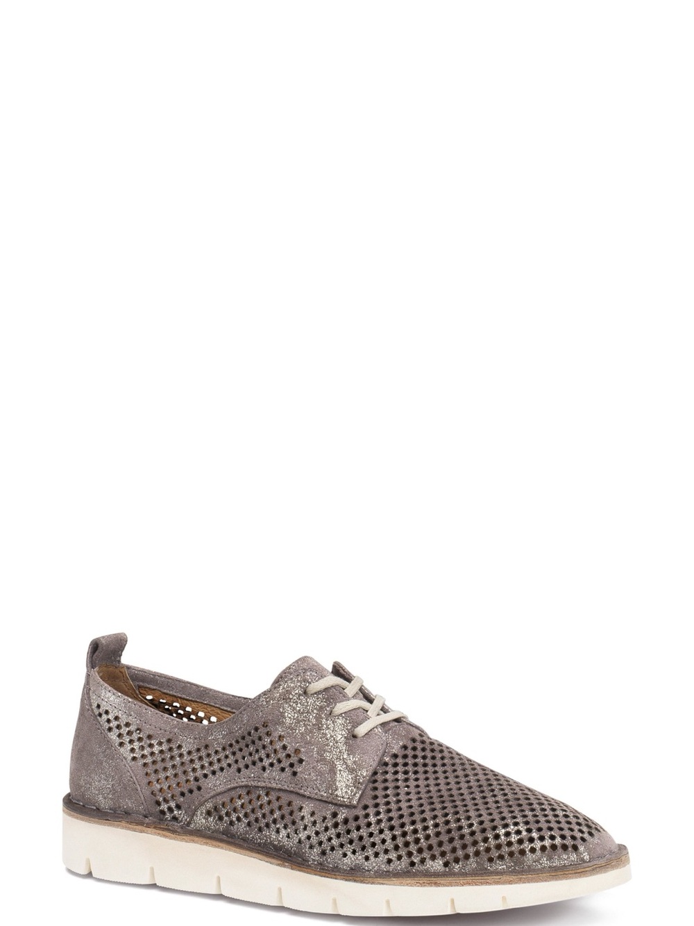 NWOT Trask Taupe Metallic Perforated Lace-Up Oxford Sneaker